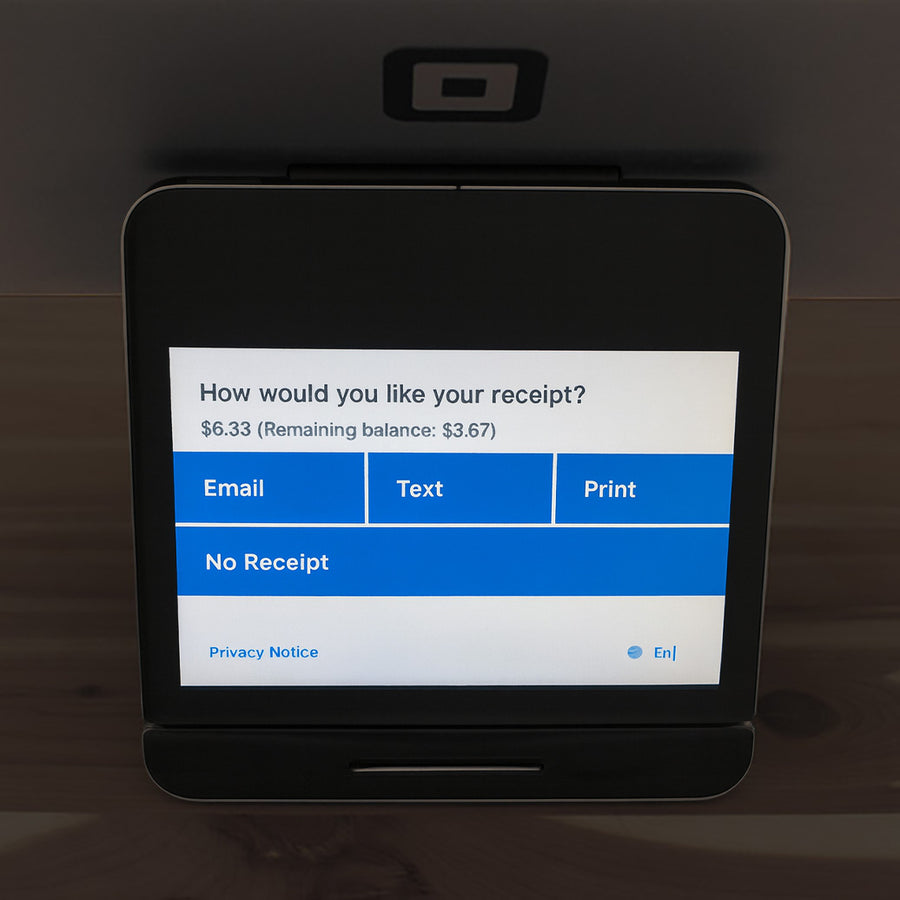 Register screen asking how you would like your receipt