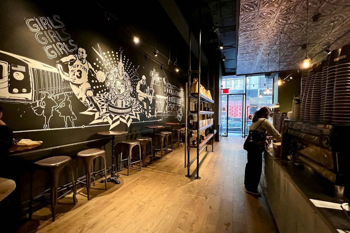 Counter seating leading to the entrance at GC Fashion District